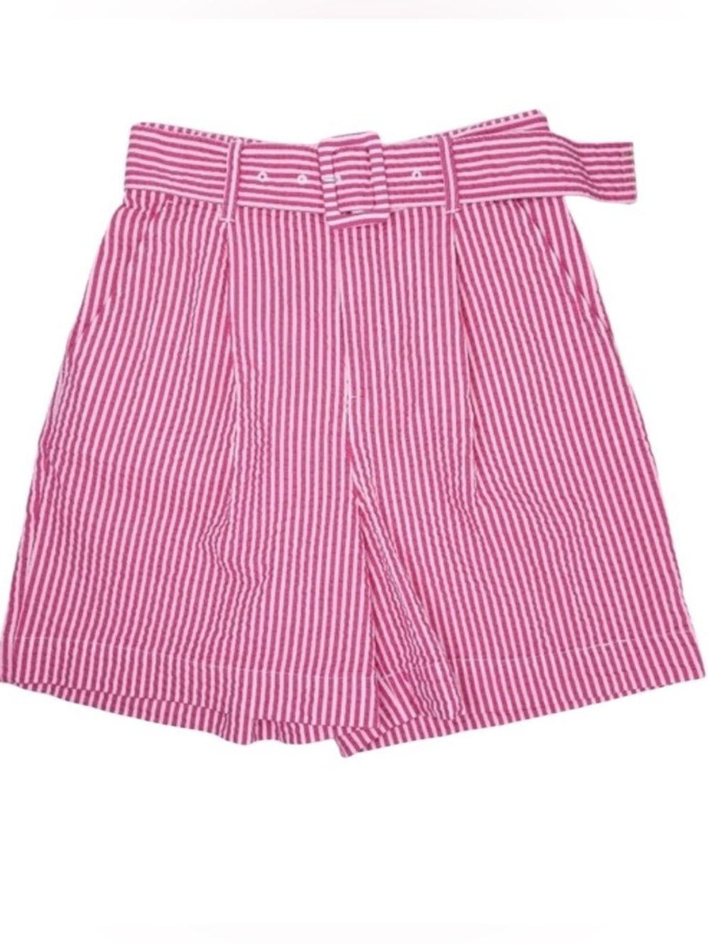 A-NEW DAY/BARBIE PINK High-Waist Pink Striped Women’s Shorts with Belt